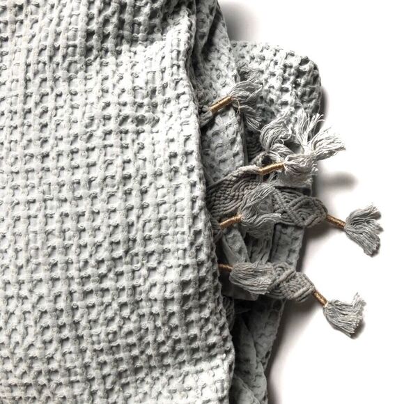 Anthropologie Arienne Textured Tassel Duvet Cover - Picture 6 of 8